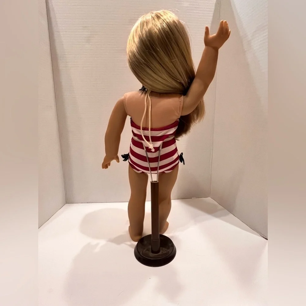 American flag swimsuit with matching cover-up for 18 inch dolls